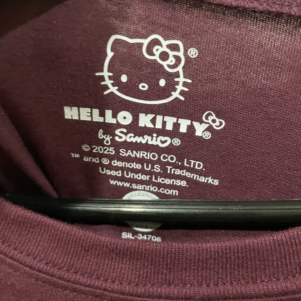Sanrio Maroon tee with Gold Hello Kitty Logo. Torrid - Picture 4 of 6